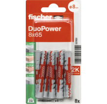 Fischer DuoPower Universaldübel in der Größe 8 mal 65 Millimeter, Packung mit 8 Stück.