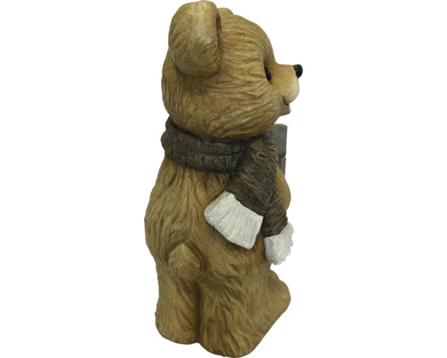 Dekofigur Bär mit Schal und Handschuhen, winterliche Bärenfigur für Garten und Innenbereich.