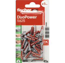 Fischer DuoPower Universaldübel 5 x 25 Millimeter in der 45 Stück Blisterpackung für verschiedene Baustoffe.