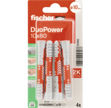 Fischer DuoPower Dübel 10 mal 80 Millimeter in einer Viererpackung für verschiedene Baustoffe.