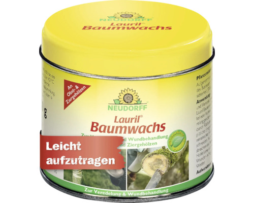 Neudorff Lauril Baumwachs in einer runden Dose zur Veredelung und Wundbehandlung von Obst- und Ziergehölzen.