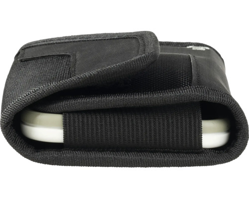 Schwarze Schutztasche aus strapazierfähigem Textil für Messgeräte mit Gürtelschlaufe.