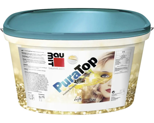 Baumit PuraTop Premium-Deckputz auf Reinacrylatbasis im 25 Kilogramm Eimer.