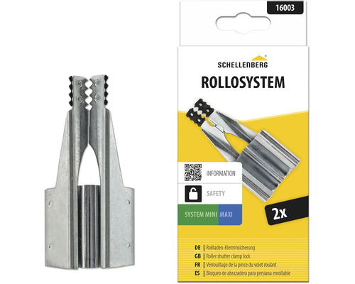 Schellenberg Rollladen-Klemmsicherung aus Metall für Mini und Maxi Systeme, Packung mit 2 Stück.