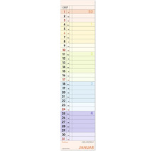 Kalenderblatt für Jänner 2027 mit vertikaler Tagesübersicht, Kalenderwochen, Feiertagsangaben und Platz für Notizen.