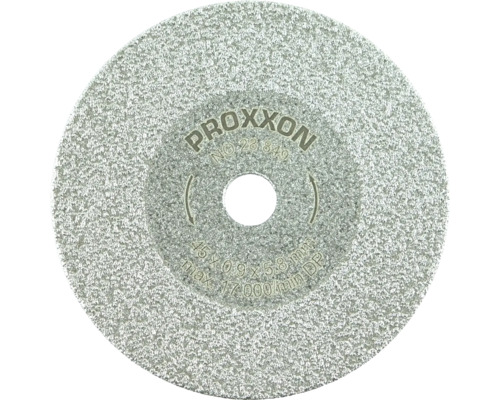 Proxxon Diamant-Trennscheibe, Durchmesser 45 Millimeter, Stärke 0,9 Millimeter, maximale Drehzahl 17.000 Umdrehungen pro Minute.