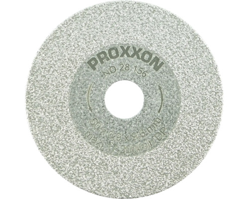 Proxxon Diamant-Trennscheibe NO 28 156, Durchmesser 50 mm, Dicke 0,9 mm, Bohrung 9,6 mm, maximale Drehzahl 17200 Umdrehungen pro Minute.