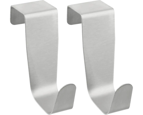 Zweiteiliges Set Türhaken aus gebürstetem Edelstahl für Schranktüren oder Zimmertüren.