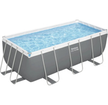 Bestway Steel Pro Max Rechteckpool mit Stahlrahmen und grauer Poolfolie.