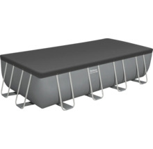 Rechteckige Pool-Abdeckplane für Bestway Steel Pro MAX Rahmenpool mit Metallgestänge.