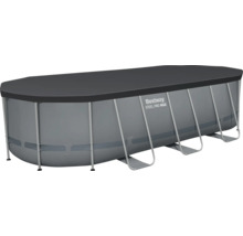 Bestway Steel Pro Max Aufstellpool in ovaler Form mit Abdeckplane und stabilen Stahlrohrstützen.