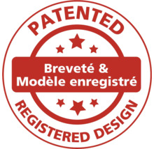 Siegel für patentiertes und eingetragenes Design.