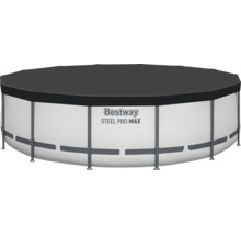 Bestway Steel Pro Max Aufstellpool mit dunkler Abdeckplane, runder Stahlrahmenpool.