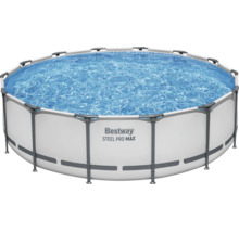 Bestway Steel Pro MAX runder Rahmenpool mit Stahlrahmen und Wasser.