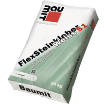 Baumit FlexSteinkleber Weiss S1, weißer zementärer Mittelbettkleber, hochflexibel, 25 Kilogramm Sack