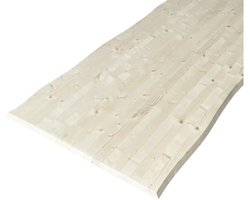 Leimholzplatte aus Fichte oder Tanne mit sichtbarer Holzmaserung für den Möbelbau und Innenausbau.