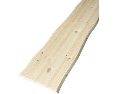 Holzbrett aus massivem Nadelholz mit sichtbarer Maserung und natürlichen Astlöchern