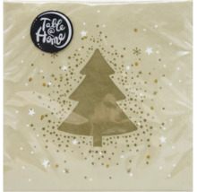 Papierservietten mit Tannenbaum-Motiv und Sternen für die Weihnachtsdekoration, Table at Home Logo.