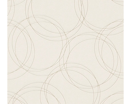 Vliestapete mit einem geometrischen Muster aus feinen, sich überschneidenden Kreisen.
