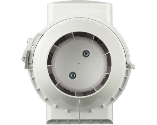 Weißer Rohrventilator aus Kunststoff für die Belüftung.