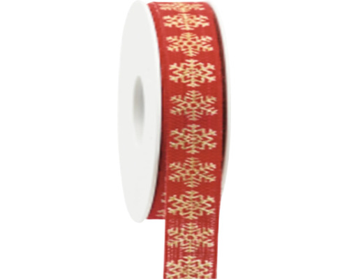Weihnachtliches Geschenkband mit Schneeflocken-Muster auf einer Rolle
