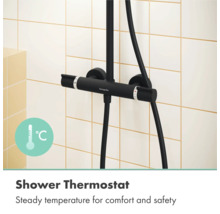 hansgrohe Duschthermostat mit Temperaturregelung für eine gleichbleibende Wassertemperatur und Sicherheit im Badezimmer.