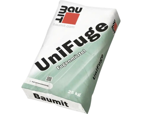 Baumit UniFuge Fugenmörtel, 25 Kilogramm Sack, frostbeständig und tausalzbeständig.