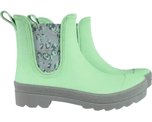 Chelsea-Regenstiefel mit gemustertem Elastikeinsatz und profilierter Sohle für Garten- und Außenarbeiten.