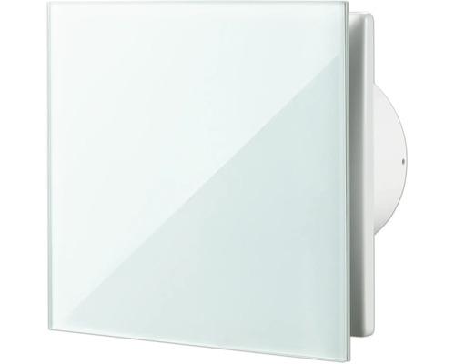 Quadratischer Kleinraumventilator mit Glasfrontabdeckung für Wand und Decke.