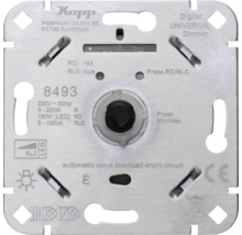 Kopp Digitaler Universal-Dimmer-Einsatz für LED, 230 Volt, 250 Watt, mit Überlastschutz, CE-Kennzeichnung und Kopp Logo.