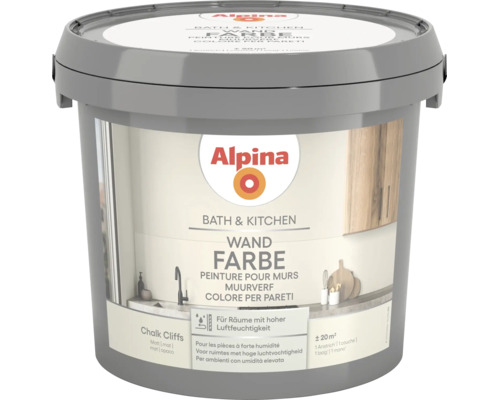 Alpina Wandfarbe Bath und Kitchen Chalk Cliffs matt für Räume mit hoher Luftfeuchtigkeit