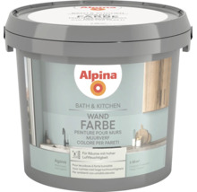 Alpina Bath and Kitchen Wandfarbe im Farbton Agave, matte Innenfarbe für Räume mit hoher Luftfeuchtigkeit wie Küche und Bad.