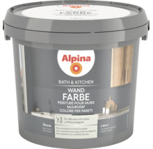 Alpina Wandfarbe Bath und Kitchen im Farbton Stone, matt, für Räume mit hoher Luftfeuchtigkeit, Reichweite circa 20 Quadratmeter.