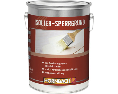 Hornbach Isolier-Sperrgrund, isolierende Grundierung für Holz zur Vermeidung von Flecken und Gelbfärbung.