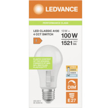 LEDVANCE LED Classic A100 Leuchtmittel, 13 Watt entspricht 100 Watt, 1521 Lumen, 4 Farbtemperaturen, dimmbar, Sockel E27, Energieklasse F.