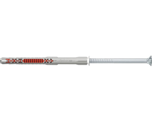 fischer Langschaftdübel DuoXpand mit Senkkopfschraube aus verzinktem Stahl.