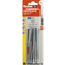 fischer Langschaftdübel DuoXpand 8 mal 120 T mit Senkkopfschraube, 4 Stück Packung, CE-geprüft, für Beton und Mauerwerk geeignet.