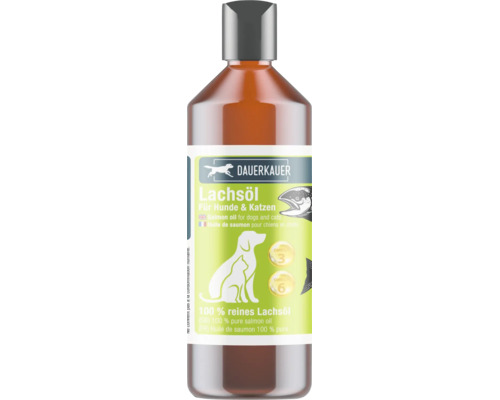 Dauerkauer Lachsöl für Hunde und Katzen, 100 Prozent reines Lachsöl mit Omega 3 und Omega 6.