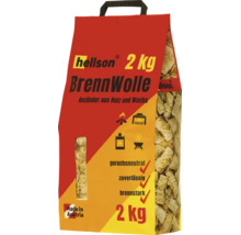 Hellson Brennwolle, 2 Kilogramm Packung Anzünder aus Holz und Wachs für Kamine, Öfen und Grills, geruchsneutral, hergestellt in Österreich.