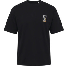 Schwarzes T-Shirt mit Rundhalsausschnitt und Snickers Workwear Logo-Patch auf der linken Brust.