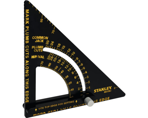 Stanley Metrischer Sparrenwinkel mit Skalen für Dachneigungen und Winkelschnitte inklusive Feststellschraube.
