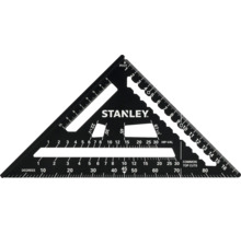 Stanley Anschlagwinkel aus Metall in Schwarz mit Skalen für Grad und Maße.