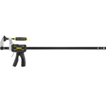 Stanley FatMax Einhandzwinge mit schwarzer Schiene und ergonomischem Handgriff.