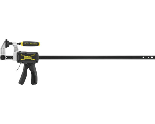Stanley FatMax Einhandzwinge mit schwarzer Schiene und ergonomischem Handgriff.