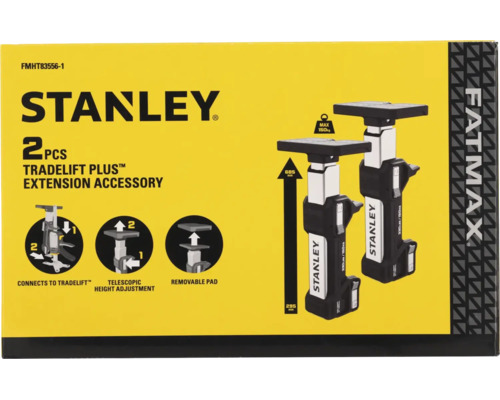 Stanley Fatmax Tradelift Plus Verlängerungszubehör, 2 Stück. Teleskop-Höhenverstellung 295 bis 685 Millimeter, 150 Kilogramm Tragkraft.