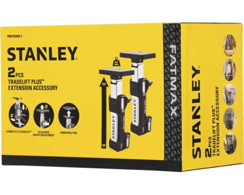 Stanley Fatmax Tradelift Plus Verlängerungszubehör, zwei Stück, für Tradelift Hebewerkzeuge, teleskopierbar, maximale Traglast 150 Kilogramm.