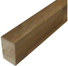 Quadratischer Holzbalken aus dunklem Holz mit sichtbarer Maserung.