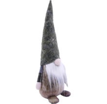 Dekofigur Weihnachtswichtel mit spitzem Filzhut und langem weißem Bart.