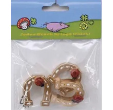 Set mit Hufeisen Dekoration aus Kunststoff in Verpackung mit Glückssymbolen