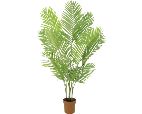 Künstliche Palme im Topf mit grünen Blättern.